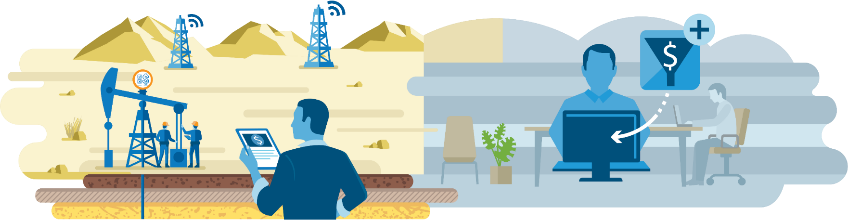 Connect the field to the office illustration